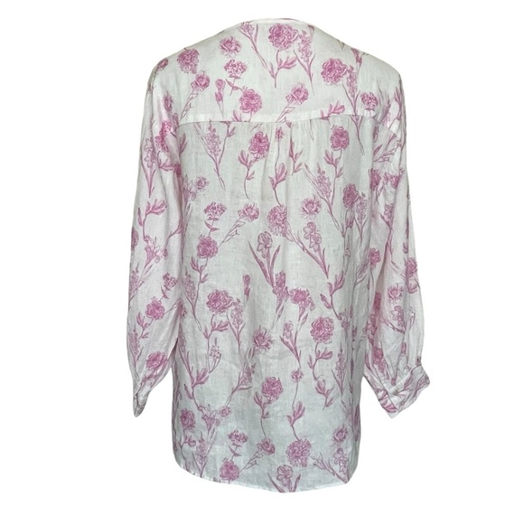Saks Fifth Avenue 100% Linen Floral Shirt Women’s Size M Front Buttons - Picture 4 of 8